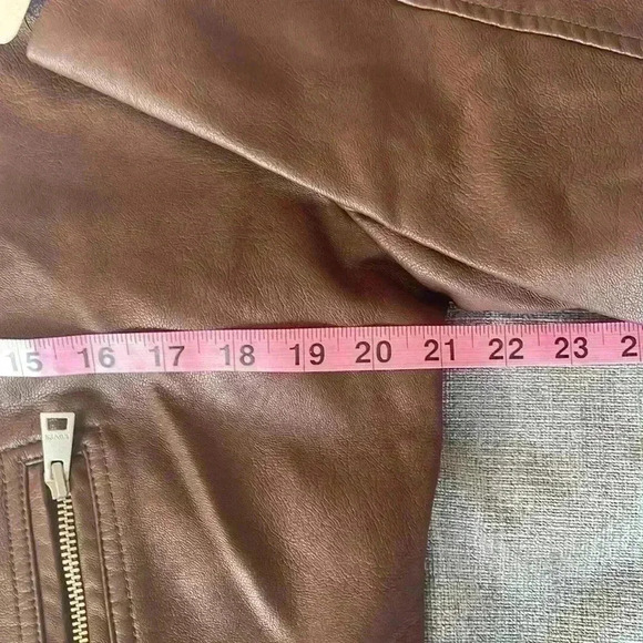 Levi's Faux-Leather Latch Collar Moto Racer Jacket in Chocolate Brown-Large NWT - Picture 9 of 10